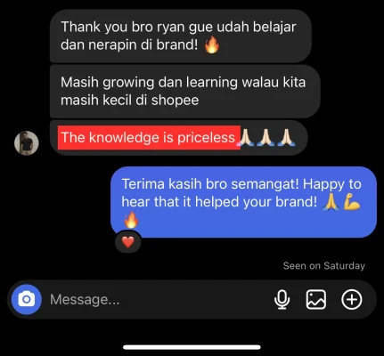 "The knowledge is priceless! Gak sebanding dengan harganya!"